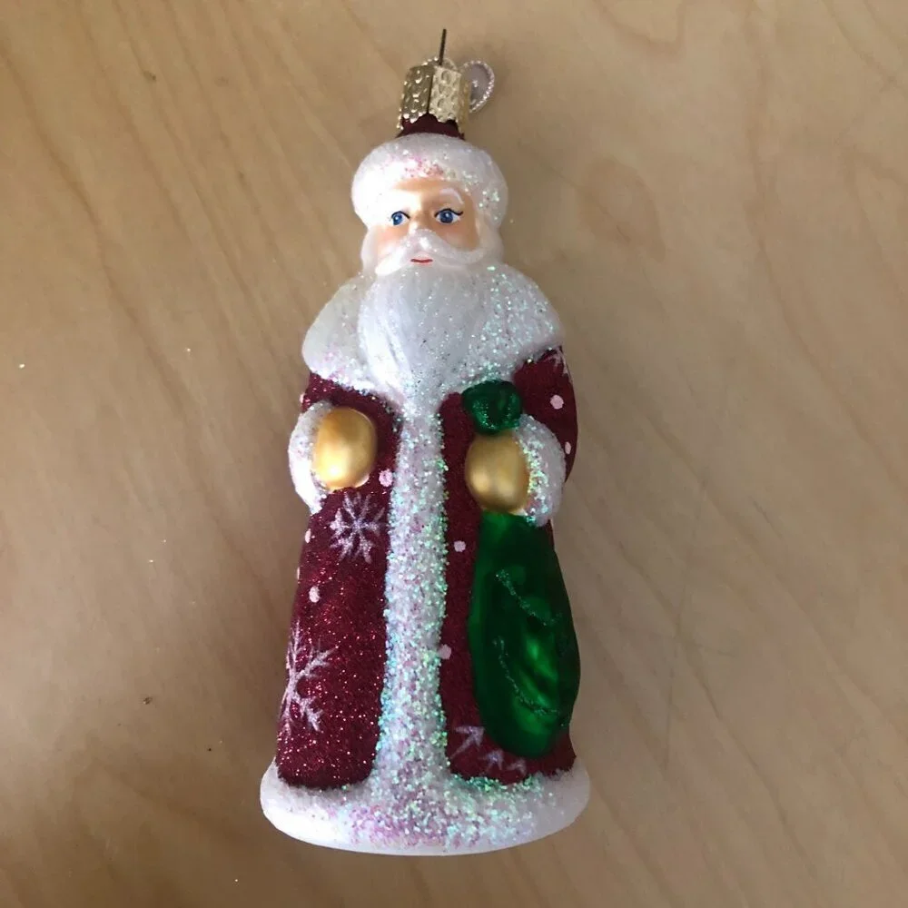 Neiman Marcus Old World Christmas German Santa Ornament Blown Glass European 5